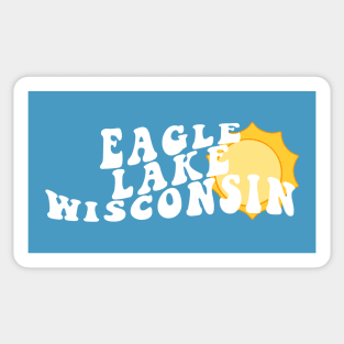 Sunshine in Eagle Lake Wisconsin Retro Wavy 1970s Summer Text Sticker